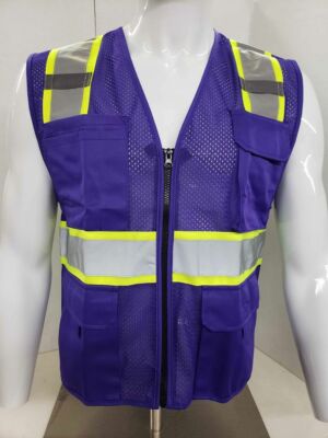 Two Tone High Visibility Reflective Purple Safety Vest (X-Small-2XL)