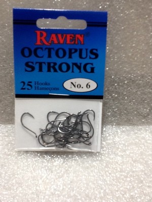 Raven Octopus  Hooks, One 25 Pack, Size 6