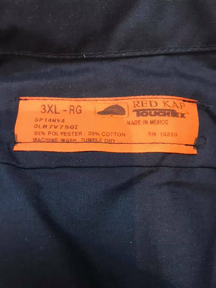 NOS Red Kap Work Shirts Long Sleeve Dual Pockets Navy Blue (R69)