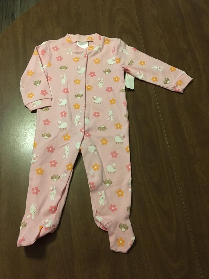 NEW 3-Baby Girl's long sleeve footed sleepers Size 6 Months