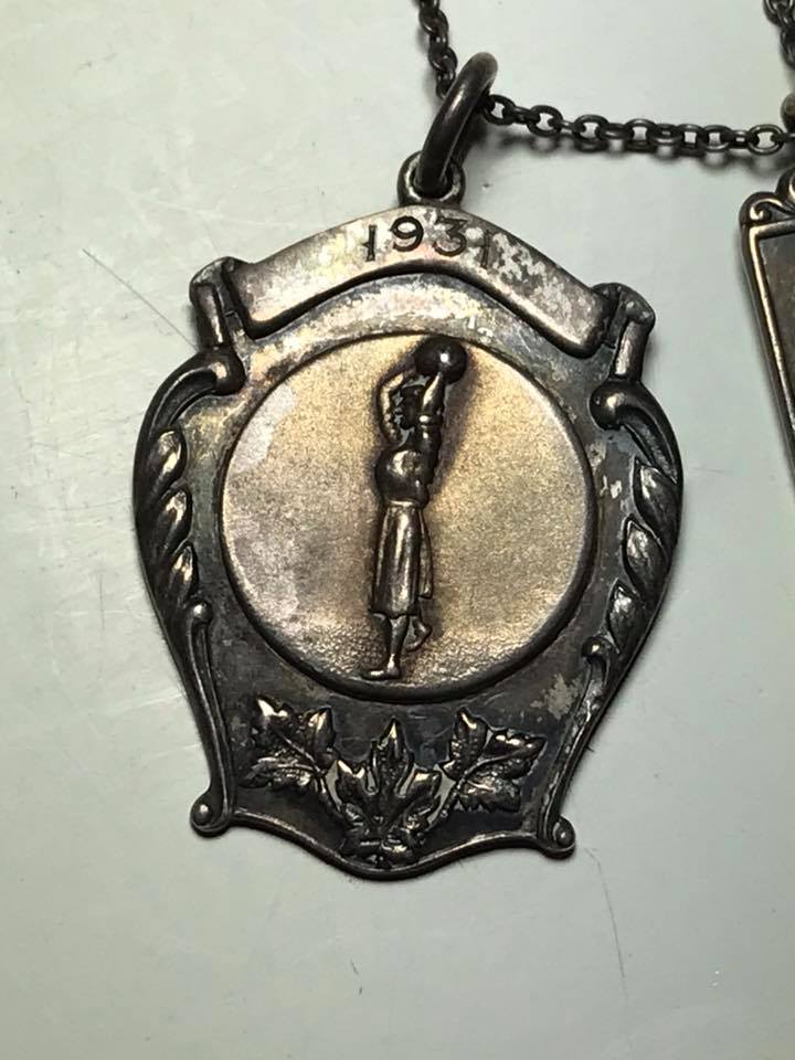 Antique 1928 , 1931 Sterling Silver Basketball and Baseball Award Pendants / Fob