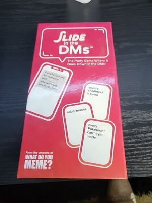 Slide in The DMs Adult Party Card Game from the Creators of ''What Do You Meme?''