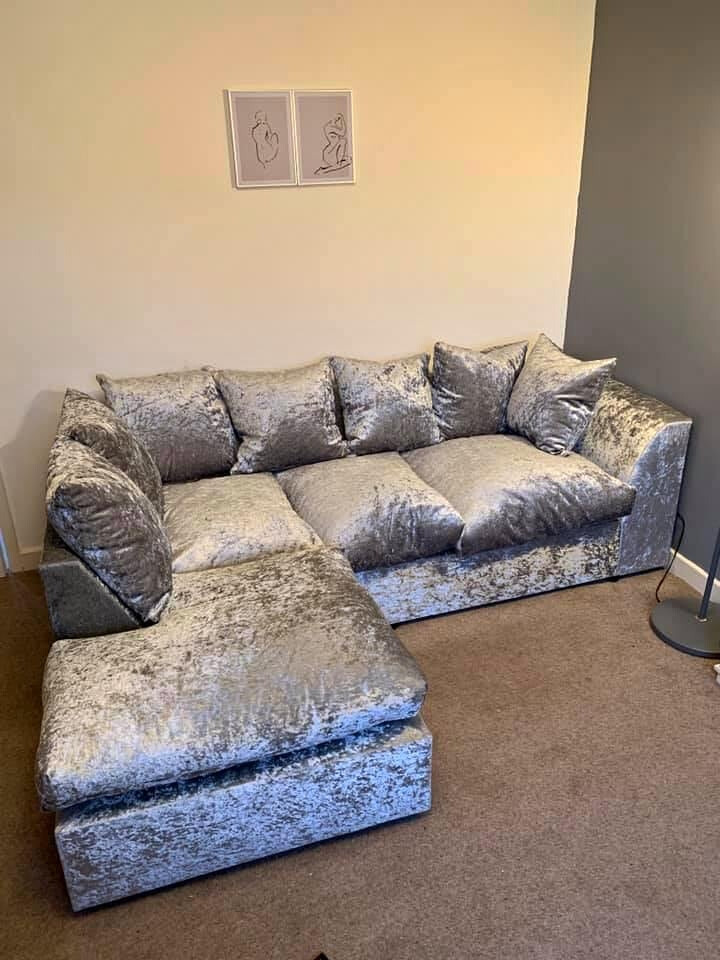 New crush velvet corner sofa available in different colors in