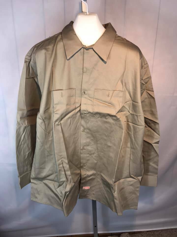 NOS Red Kap Work Shirts Long Sleeve Dual Pockets Tan (R67)