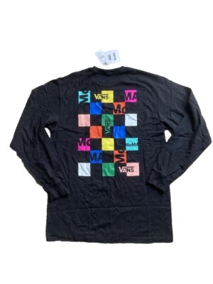 VANS MoMA Mens Large Size Slim Black Graphic Multicolour L/S T Shirt New Rare