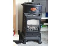 Provence Cast Iron Stove Portable Calor Gas heater in black with gas bottle and gas