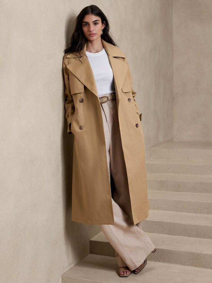 Banana Republic XXSP Rio Bonded Trench Coat XXS Petite Khaki