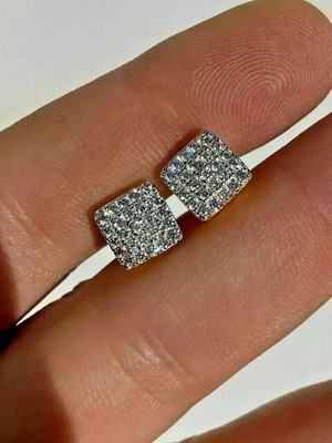 Women's Stud Earring 2Ct Round Lab Created Diamond 14K Yellow Gold Plated