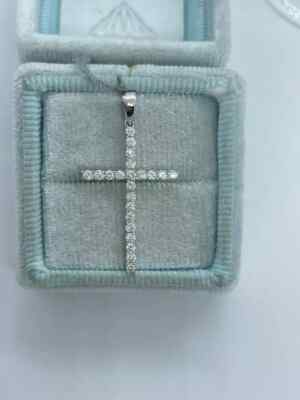 2 Ct Round Lab-Created Diamond Cross Pendant 14K White Gold Plated