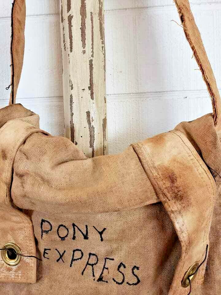 Primitive Handmade Grungy Dirty Pony Express Bag Americana