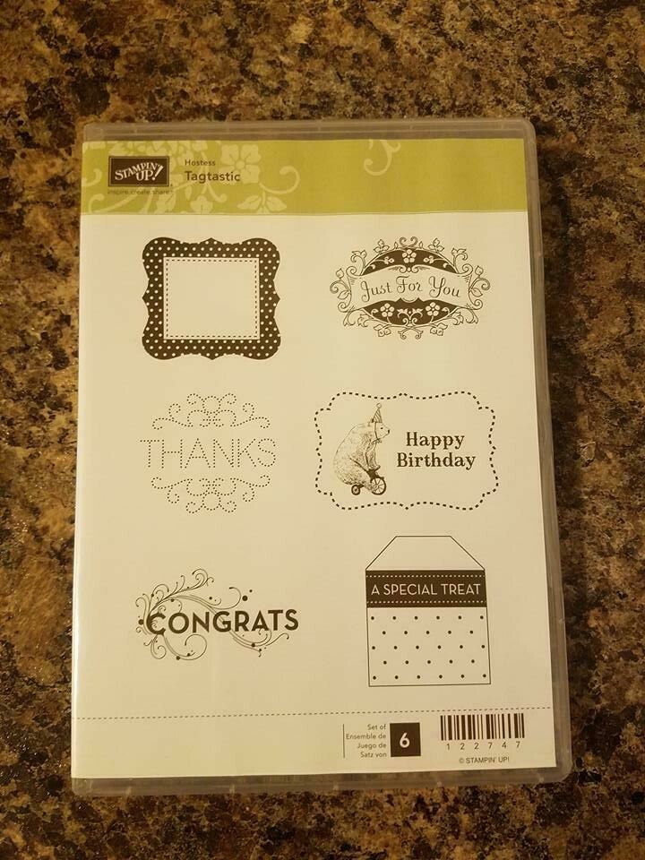 STAMPIN UP CLEAR MOUNT 6 STAMP SET Tagtastic Hostess TAGS Just for You CONGRATS
