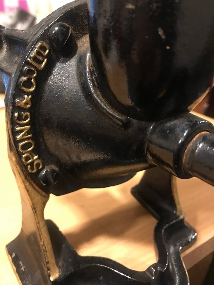 Vintage Spong & Co Ltd No.5 Iron Coffee Grinder made in England in