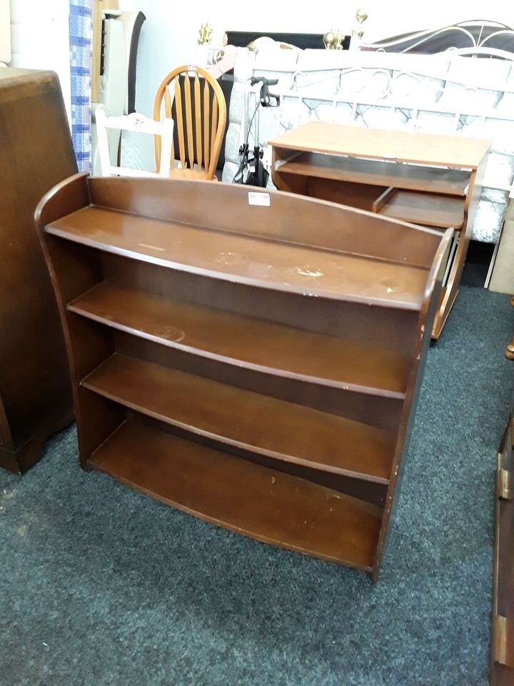 Vintage curved wooden bookcase Copley Mill Low Cost Moves 2nd Hand