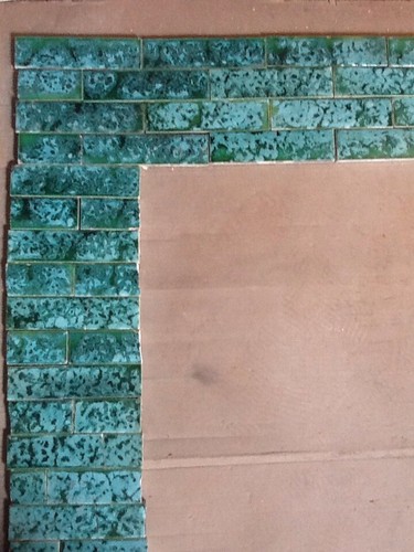 Complete Set Vintage Victorian Antique Fireplace Tiles Trent Malachite Turquoise
