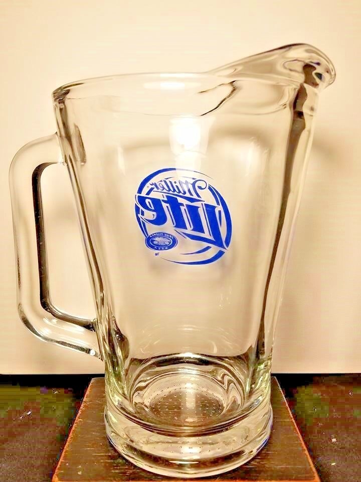 Miller Lite Thick Glass Draft Beer Pitcher W/ Handle Advertising Breweriana 9