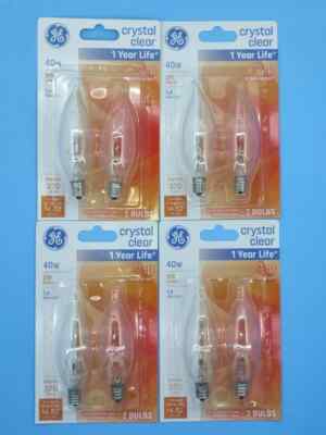 8-Pack GE 76236  Crystal Clear Bent Tip Decorative Light Bulb, 40W E12