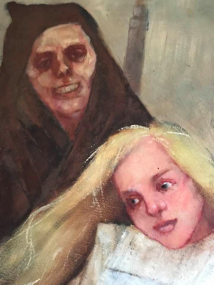 CREEPY!!!OIL PAINTING ON CANVAS 140.5CMX100CM in Tilehurst, Berkshire