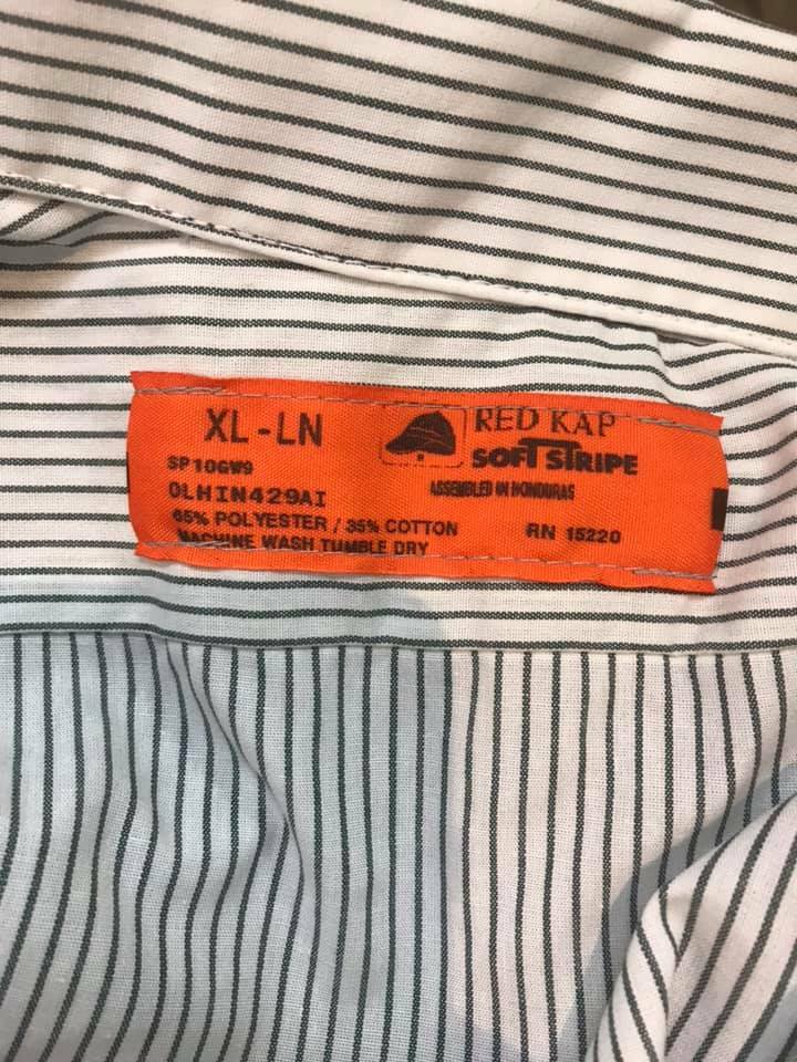 NOS Red Kap Work Shirts Long Sleeve Dual Pockets Green Striped XL Long (R69)