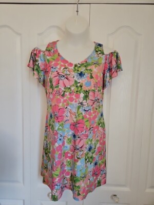 MSK Dress Womens Size XLP Pink Floral Print Off Shoulder Sleeve Stretch 