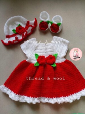 BABY GIRL FROCK NEWBORN 0-3 MONTH CROCHET COMFORTABLE WOOL TUTU SHORT DRESS KNIT