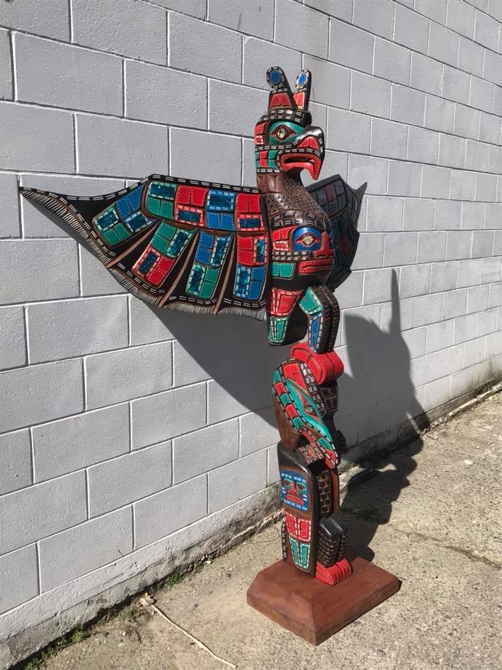 Hand Carved West Cost Native Art Totem Pole Jimmy Joseph from Alert Bay