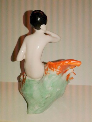 VINTAGE BATHING BEAUTY ON CONCH SHELL GERMANY NUMBERED