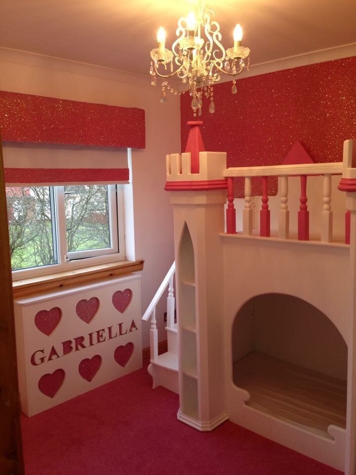 Princess bunk bed with stairs / slide in Motherwell, North