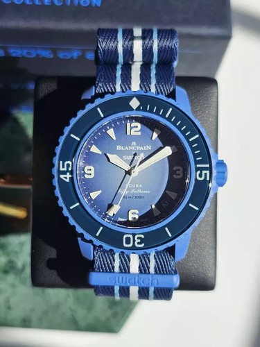 Pre-owned Swatch -blue X  Scuba Fifty Fathoms Atlantic Ocean -fast✈ Quick Ship-x