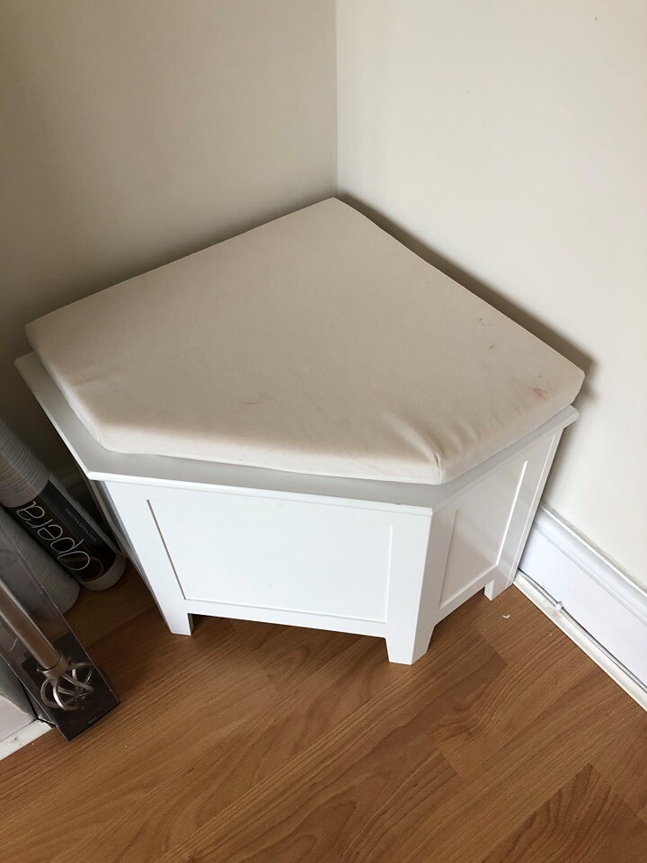White corner storage unit ideal for childrens room in Ebbw Vale