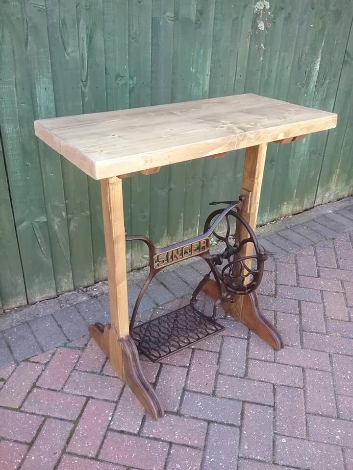 Singer treadle cast iron sewing machine base,coffee ,hall, table in