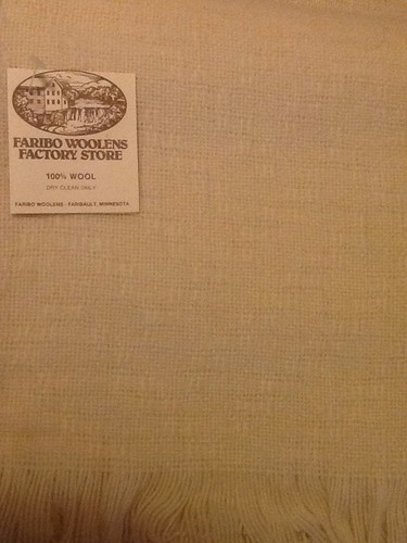 Faribo Cream Ivory Vintage Afghan Throw 100% Wool 60