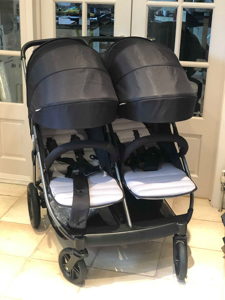 New Hauck rapid 3r duo side by side twin double buggy black grey from