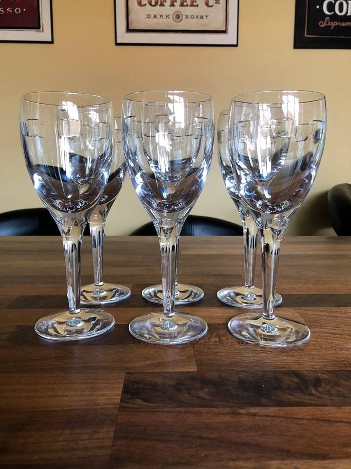 Waterford John Rocha "Geo" design crystal white wine glasses set of six