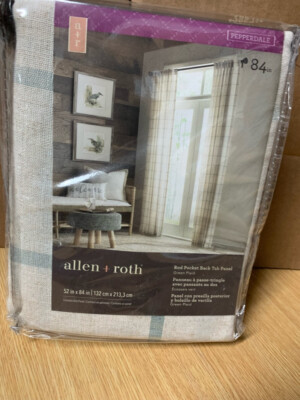 allen + roth 84'' Green Plaid Light Filtering Back Tab Single Curtain Panel