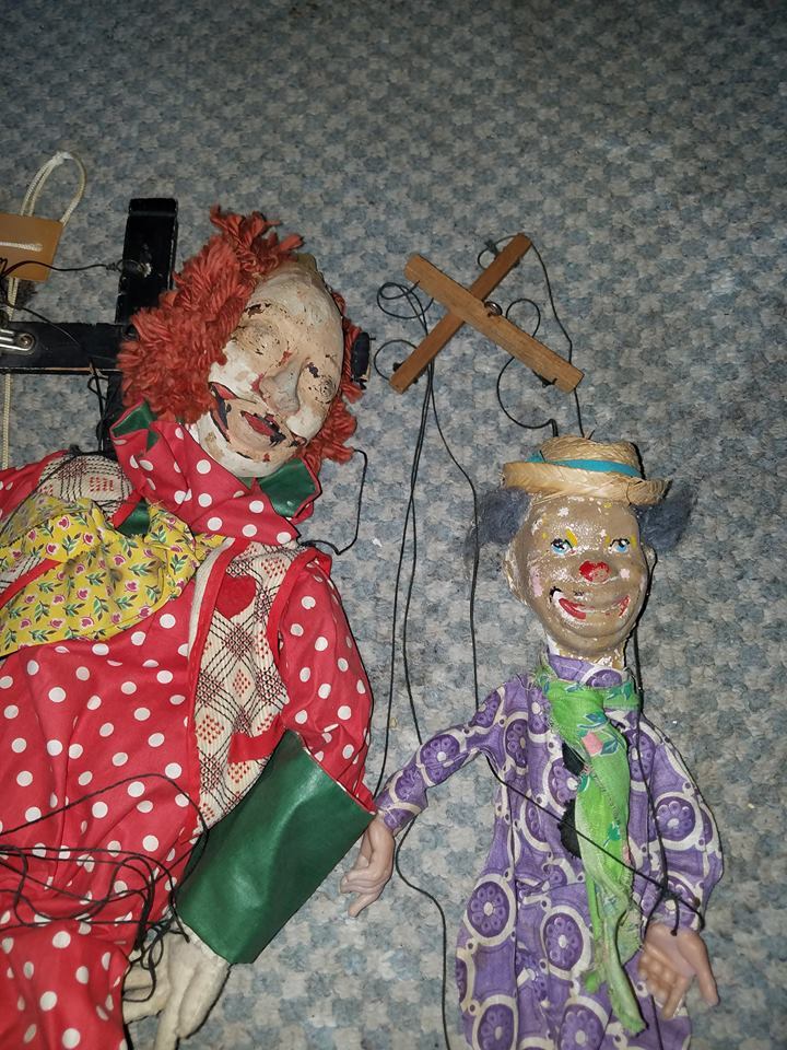 3 Antique Marionette Puppet Mexico Sombrero Guitar Mariachi Vintage Paper Mache