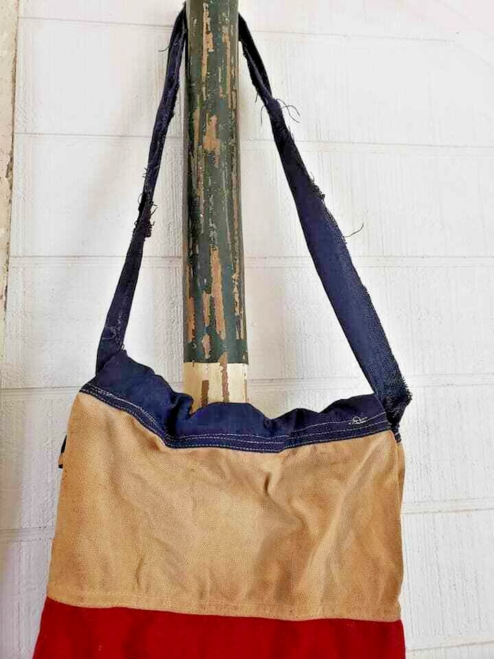 Primitive Handmade Grungy Red White Blue Flag Americana Bag