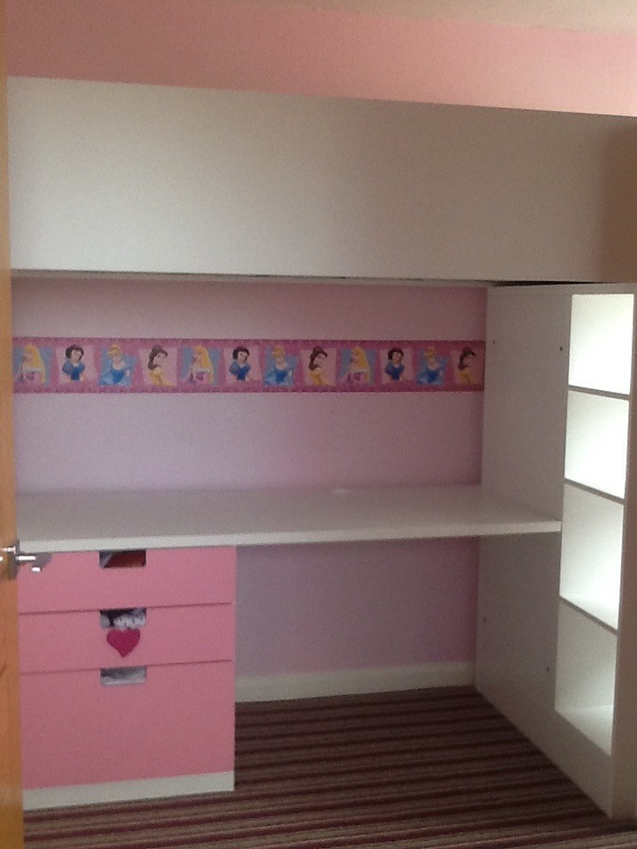 High Cabin Bed With Built In Wardrobe Storage Space And Desk In