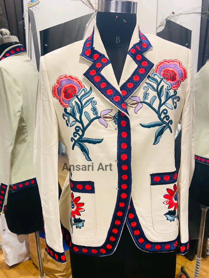 Pre-owned Art Women Custom Made Designer 2pc Suit Heavy Embroidered Premium Cotton Prom Py In White