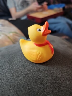 Plastic Rubber Duck Yellow Red Scarf- 2.5 Inches x 2inches