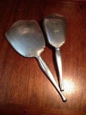 Birks Sterling Silver Brush and Vanity Mirror , Antique , vintage , ladies