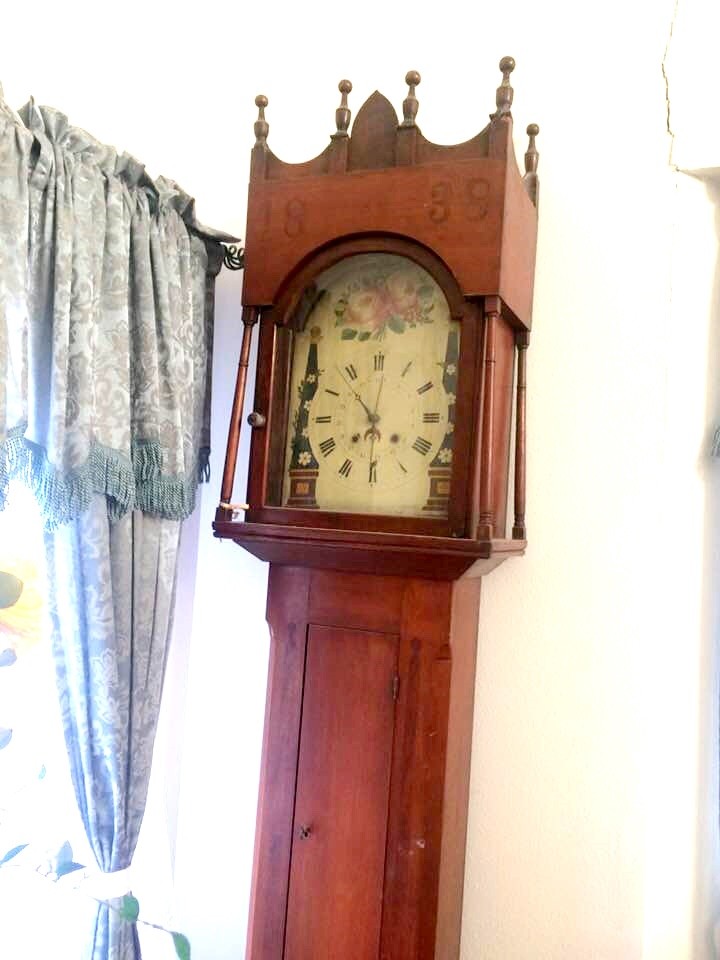 1838 Cherry Tall Case 8' Grandfather Clock Possibly Made by Emanuel Meily PA