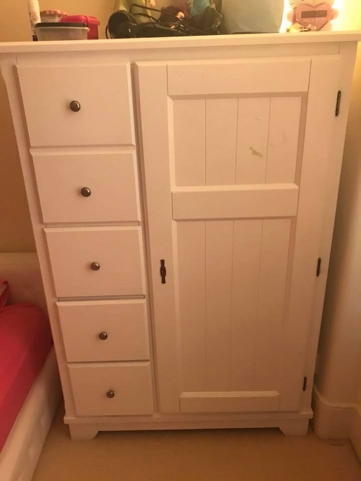 White Wooden Tallboy Wardrobe In Hillingdon London Gumtree