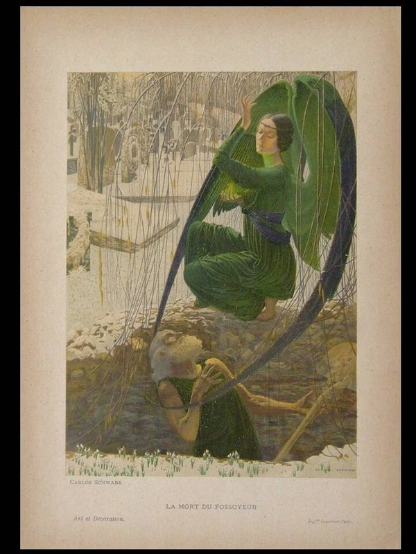 Carlos Schwabe, La Mort Du Fossoyeur - 1901 - Lithographie