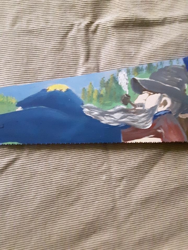 HAND PAINTED HILLBILLY HAND SAW SIGNED BY ARTIST