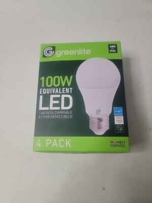 Greenlite 14W LED 100W Equivalent 4 Pack Lightbulbs Non-Dimmable