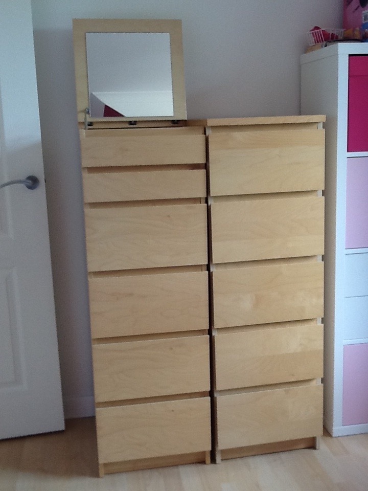 IKEA Malm 6 drawer chest of drawers with mirror in birch £50 in