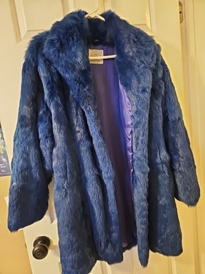 Vintage 80's Chill Chasers Women's blue rabbit fur coat Size M