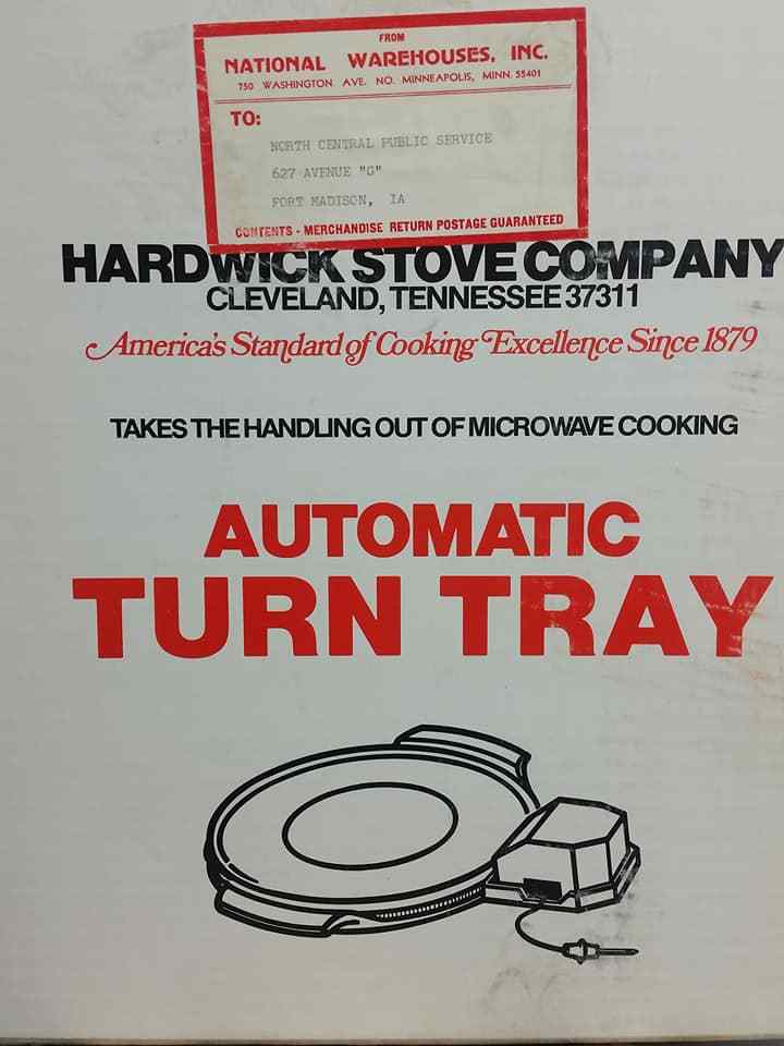 Vintage Hardwick Stove Co.  Microwave Automatic Turn Tray w Motor Housing RARE