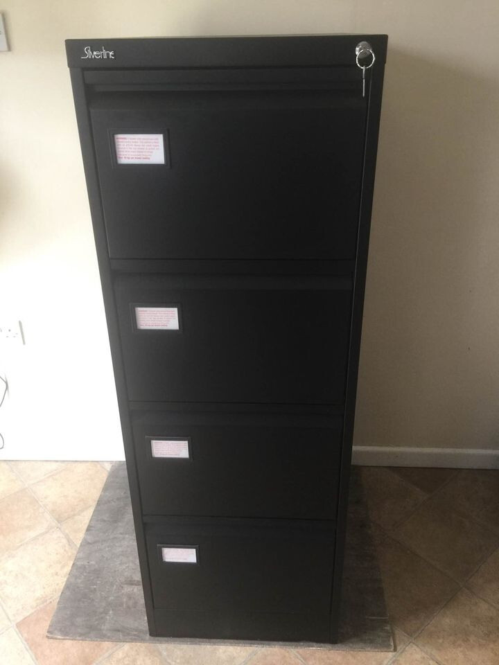 Black Lockable 4 Drawer Filing in Long Stratton, Norfolk
