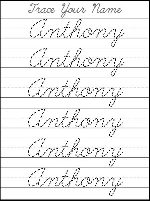 Three Custom First Name Tracing Dry Erase Worksheets. Trace the Name Anthony. Pr